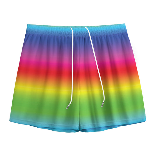 Rainbow Print Mesh Shorts