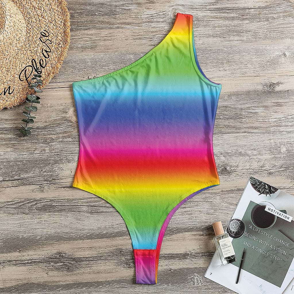 Rainbow Print One Shoulder Bodysuit