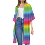 Rainbow Print Open Front Beach Cover Up