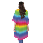 Rainbow Print Open Front Beach Cover Up