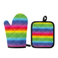Rainbow Print Oven Mitt And Pot Holder Set