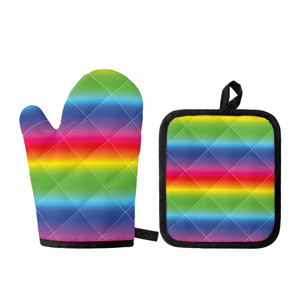Rainbow Print Oven Mitt And Pot Holder Set