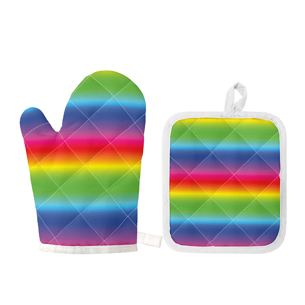Rainbow Print Oven Mitt And Pot Holder Set