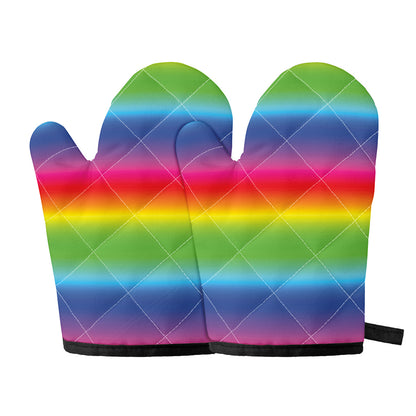 Rainbow Print Oven Mitts