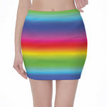Rainbow Print Pencil Mini Skirt
