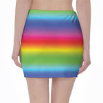 Rainbow Print Pencil Mini Skirt