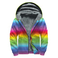 Rainbow Print Sherpa Lined Zip Up Hoodie