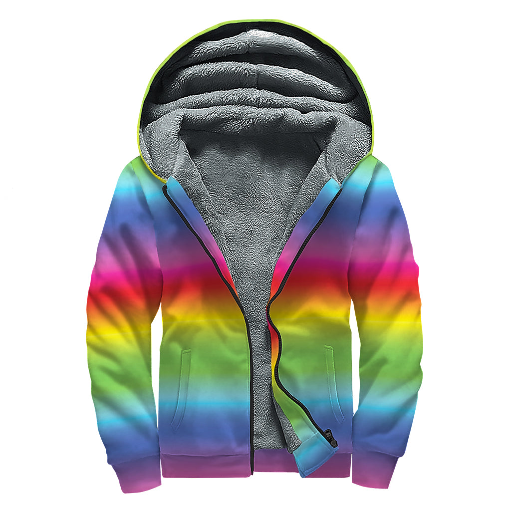 Rainbow Print Sherpa Lined Zip Up Hoodie