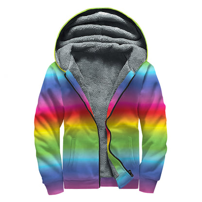 Rainbow Print Sherpa Lined Zip Up Hoodie