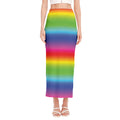 Rainbow Print Side Slit Maxi Skirt