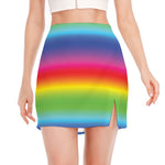 Rainbow Print Side Slit Mini Skirt