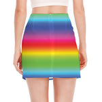 Rainbow Print Side Slit Mini Skirt