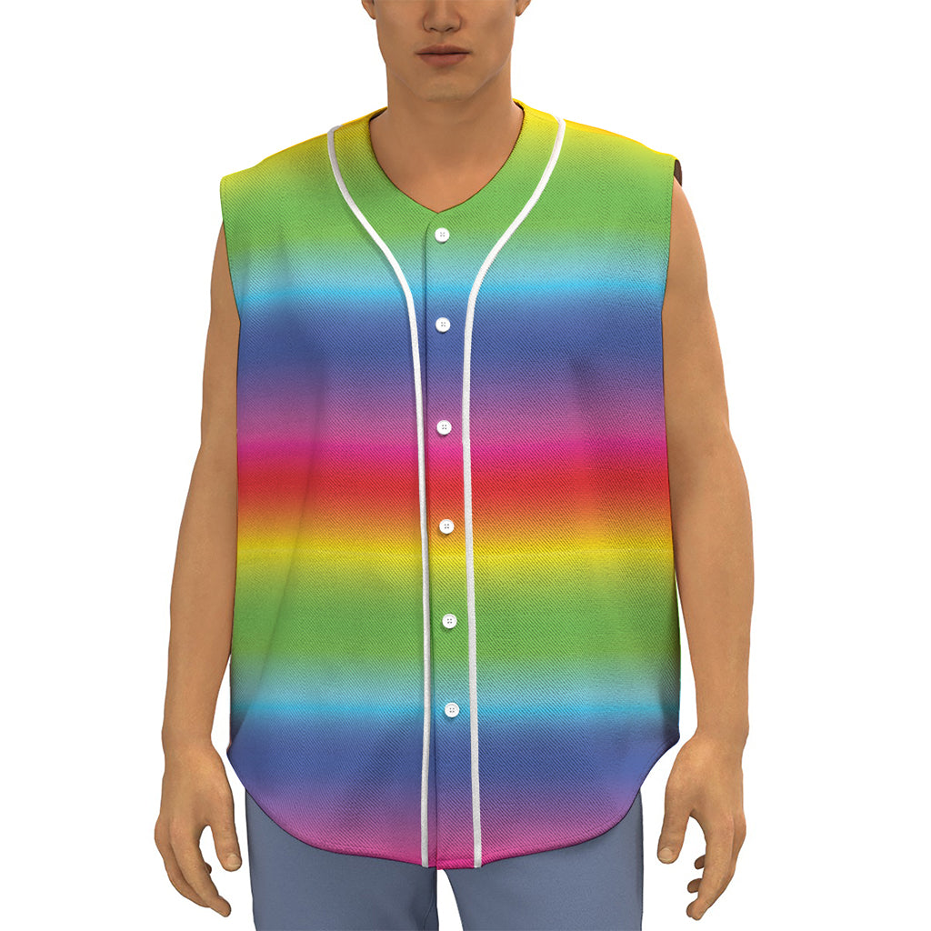 Rainbow Print Sleeveless Baseball Jersey