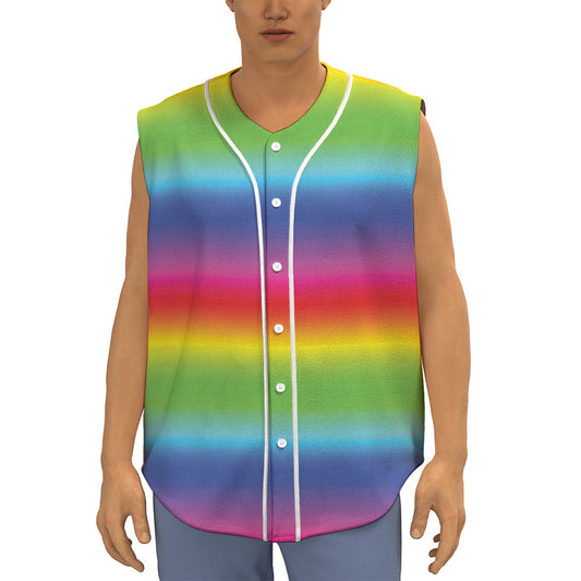 Rainbow Print Sleeveless Baseball Jersey