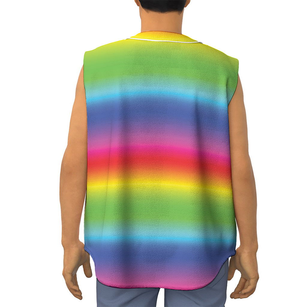 Rainbow Print Sleeveless Baseball Jersey