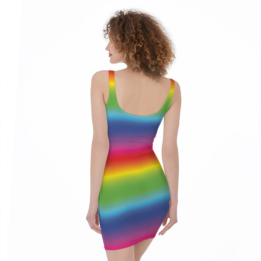 Rainbow Print Sleeveless Bodycon Dress