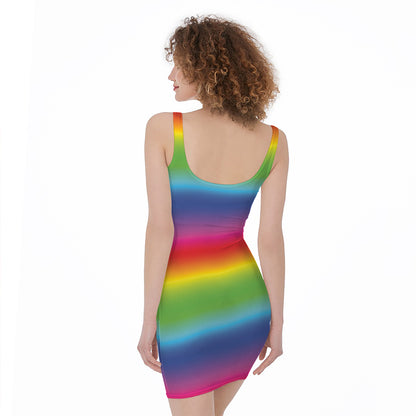 Rainbow Print Sleeveless Bodycon Dress