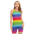 Rainbow Print Sleeveless One Piece Swimsuit