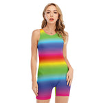 Rainbow Print Sleeveless One Piece Swimsuit