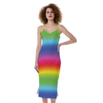 Rainbow Print Slim Fit Midi Cami Dress