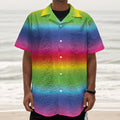 Rainbow Print Textured Short Sleeve Shirt