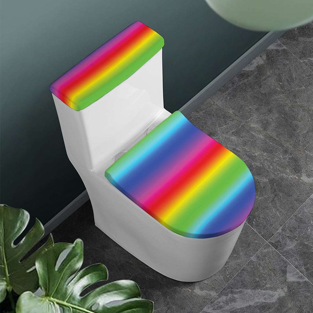 Rainbow Print Toilet Lid And Tank Cover Set