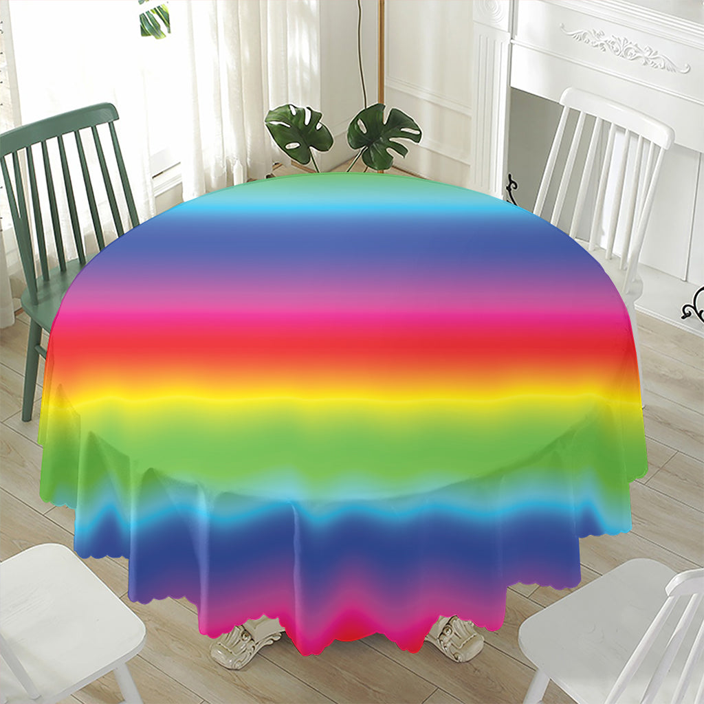 Rainbow Print Waterproof Round Tablecloth