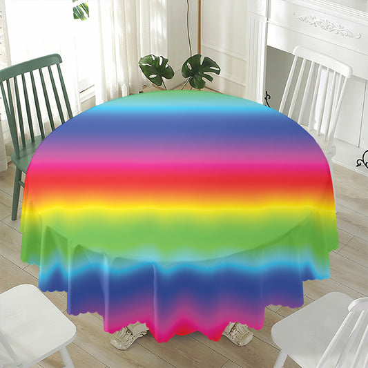 Rainbow Print Waterproof Round Tablecloth