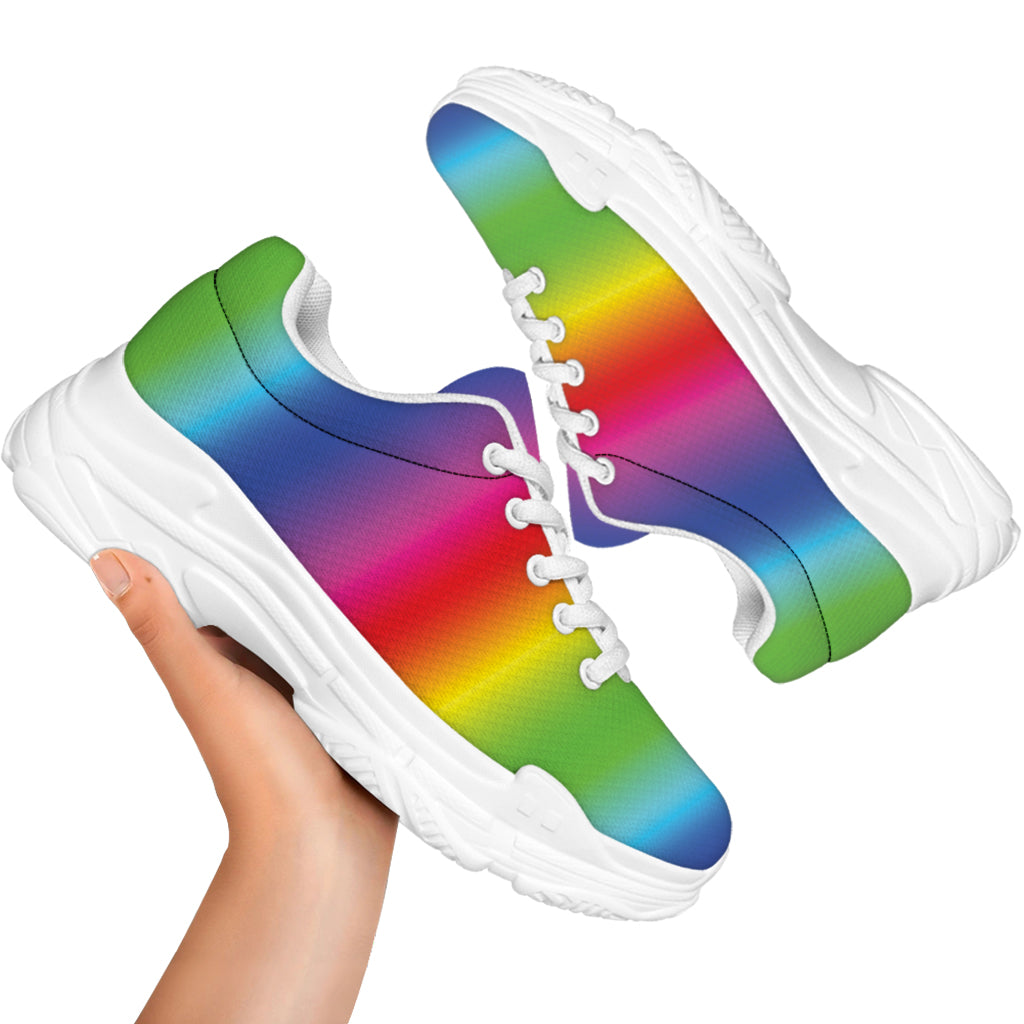 Rainbow Print White Chunky Shoes