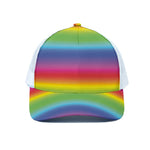 Rainbow Print White Mesh Trucker Cap