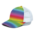 Rainbow Print White Mesh Trucker Cap
