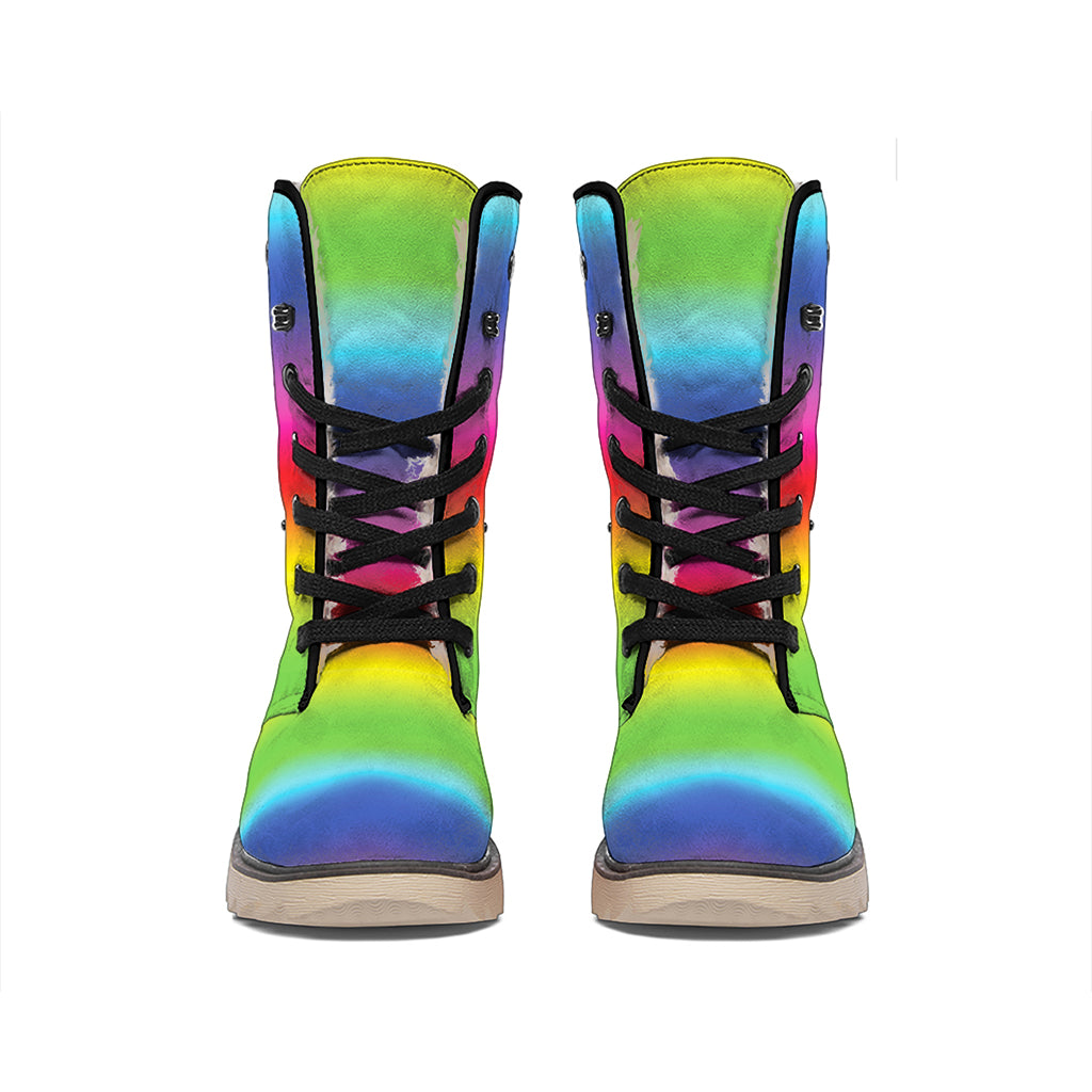Rainbow Print Winter Boots