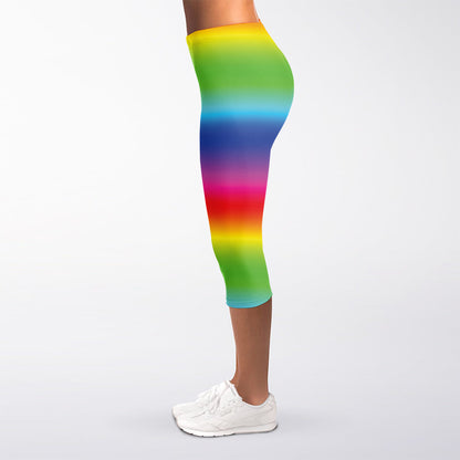 Rainbow Print Women's Capri Leggings