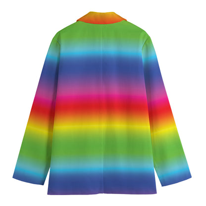 Rainbow Print Women's Cotton Blazer