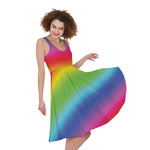 Rainbow Print Women's Sleeveless Dress