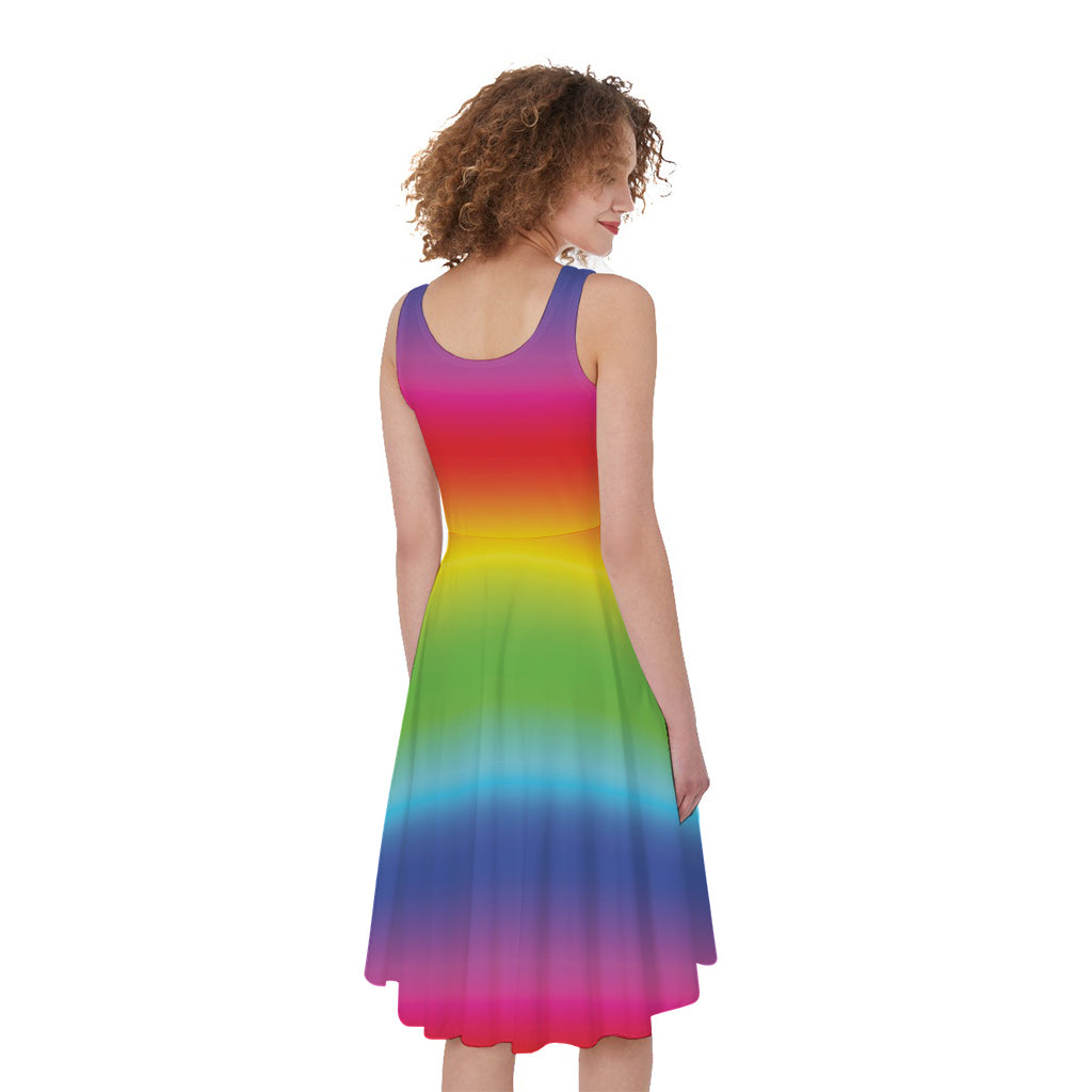Rainbow Print Women's Sleeveless Dress