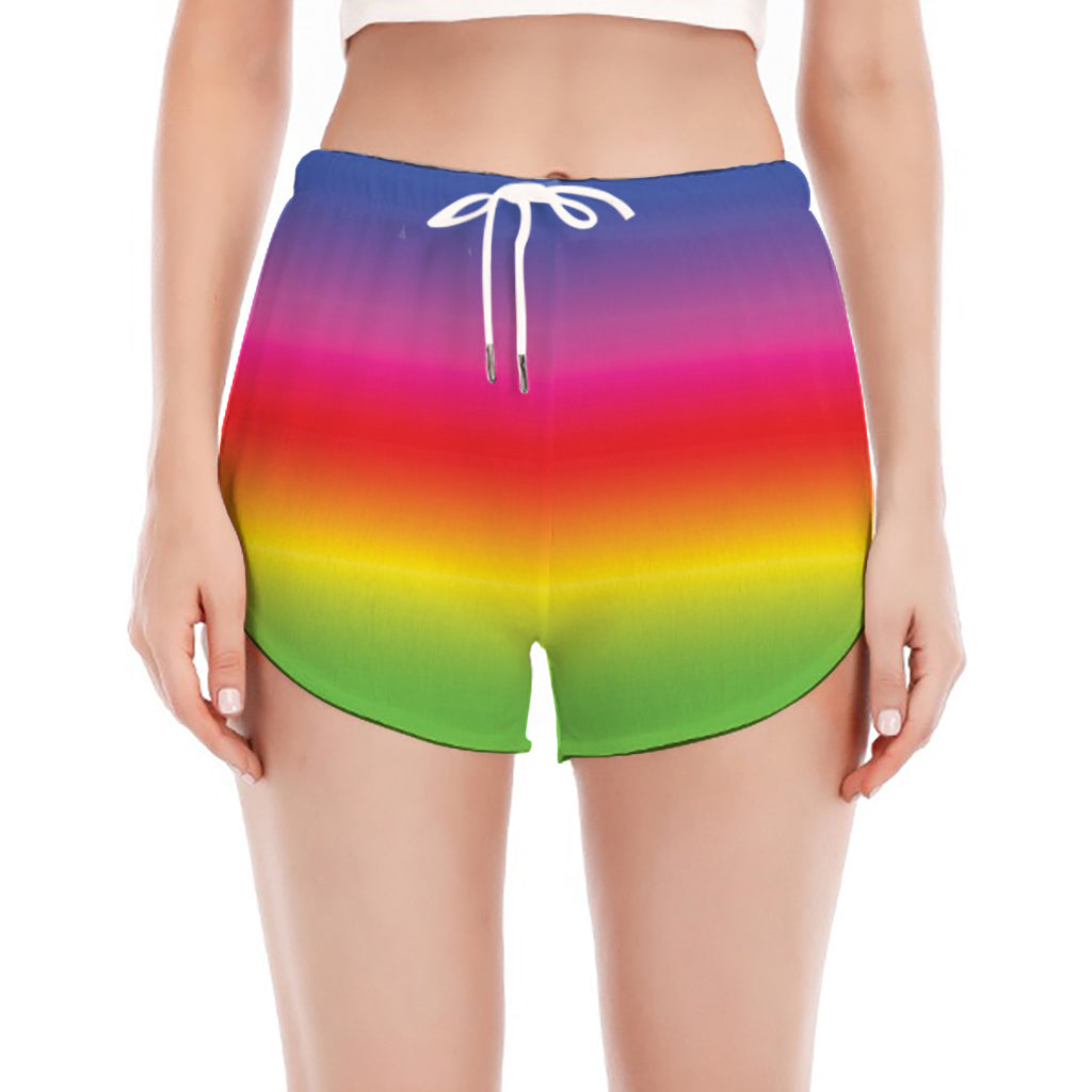 Rainbow Print Women's Split Running Shorts