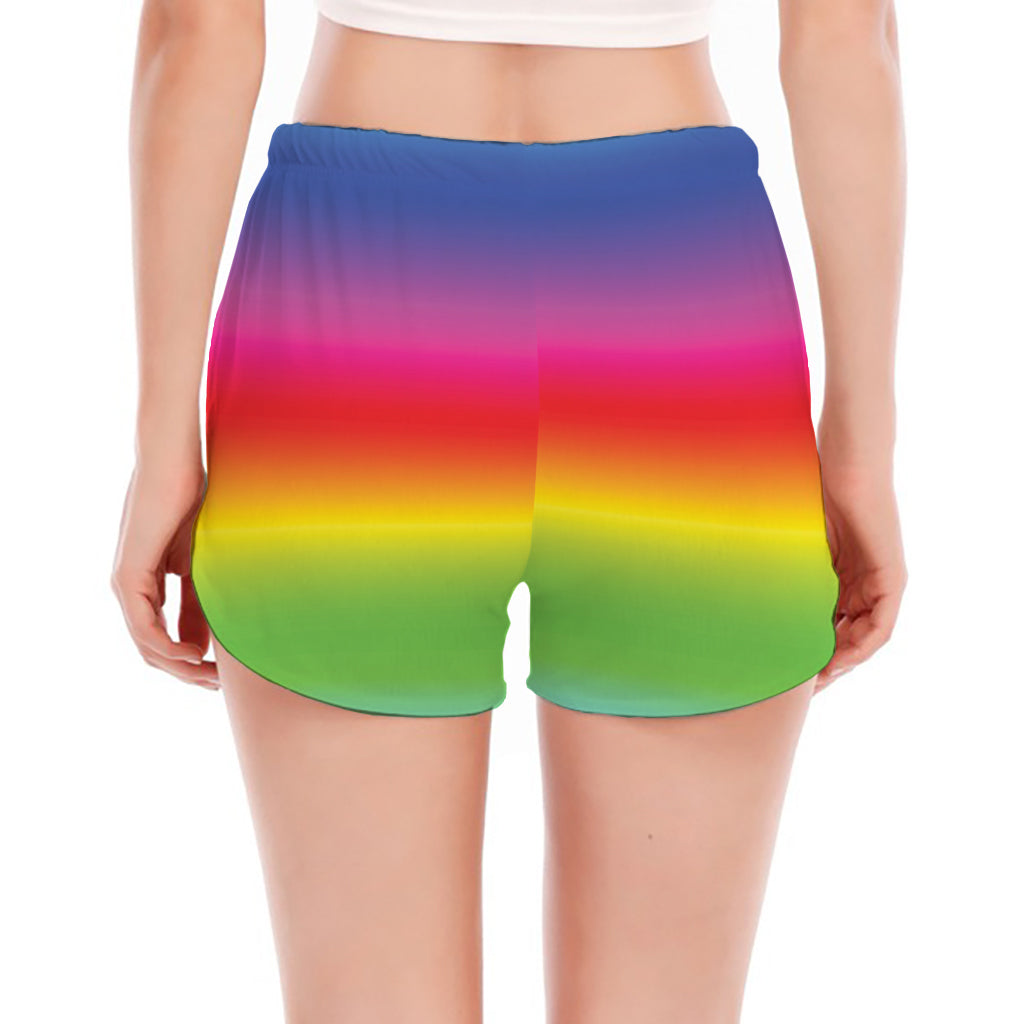 Rainbow Print Women's Split Running Shorts