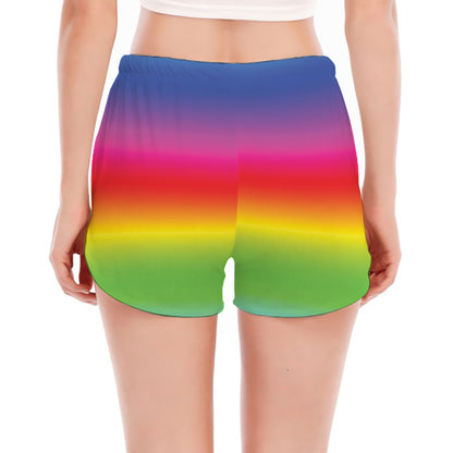 Rainbow Print Women's Split Running Shorts