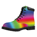 Rainbow Print Padded Collar Lace Up Boots