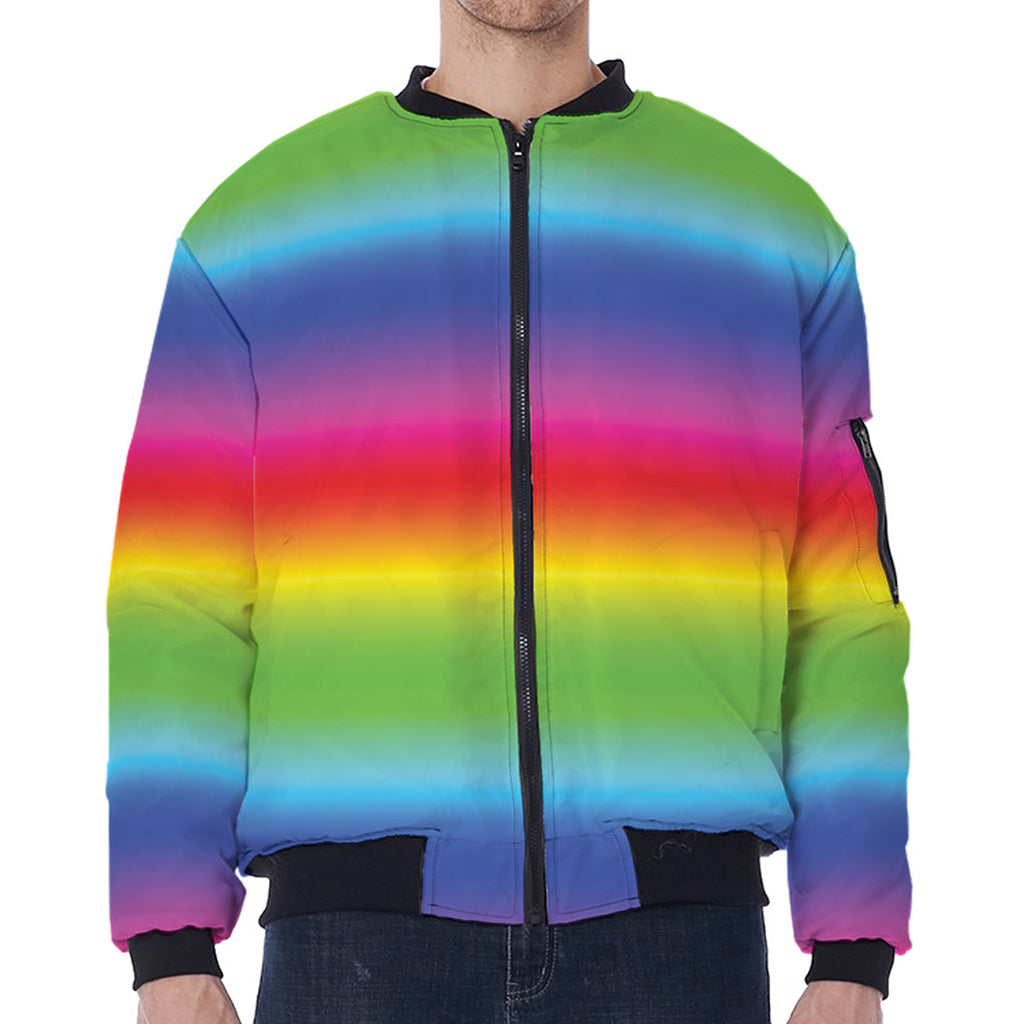 Rainbow Print Zip Sleeve Bomber Jacket