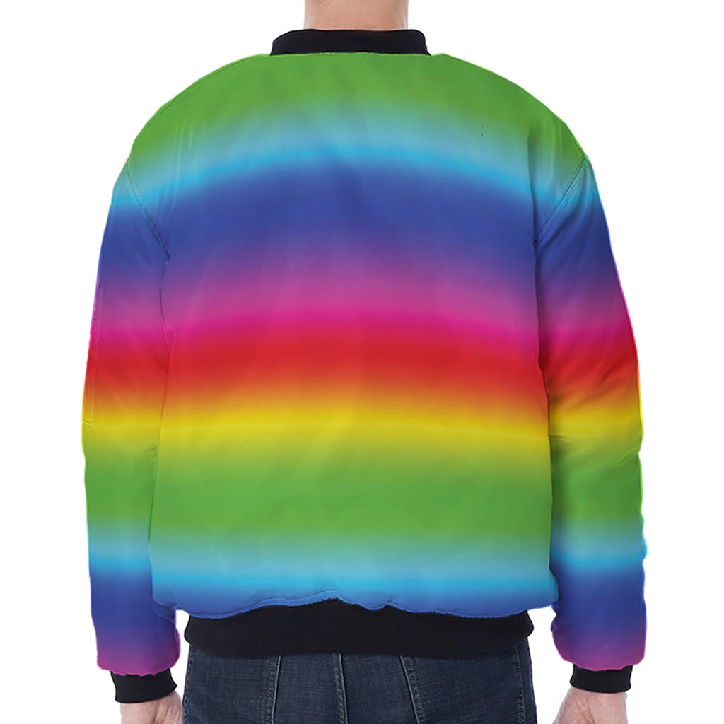 Rainbow Print Zip Sleeve Bomber Jacket