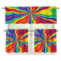 Rainbow Psychedelic Print 3 Piece Kitchen Curtains