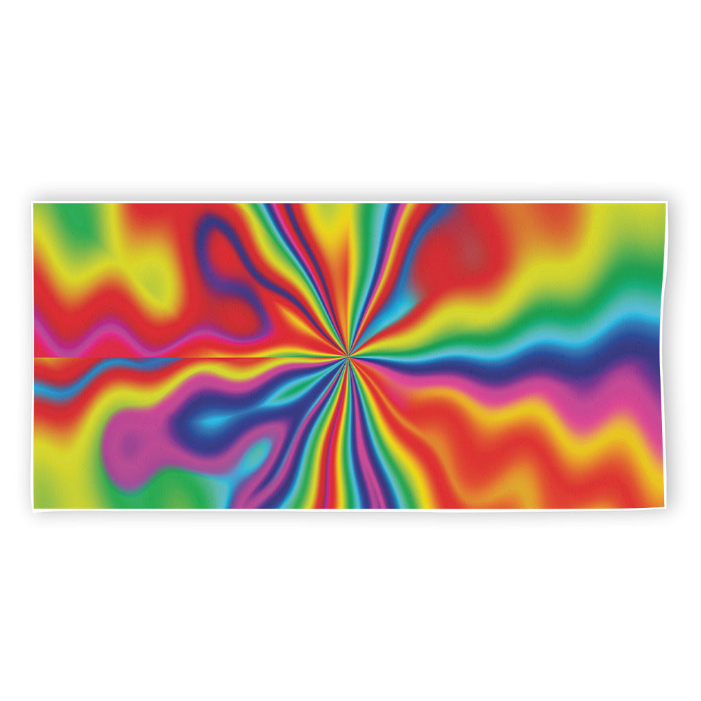 Rainbow Psychedelic Print Beach Towel