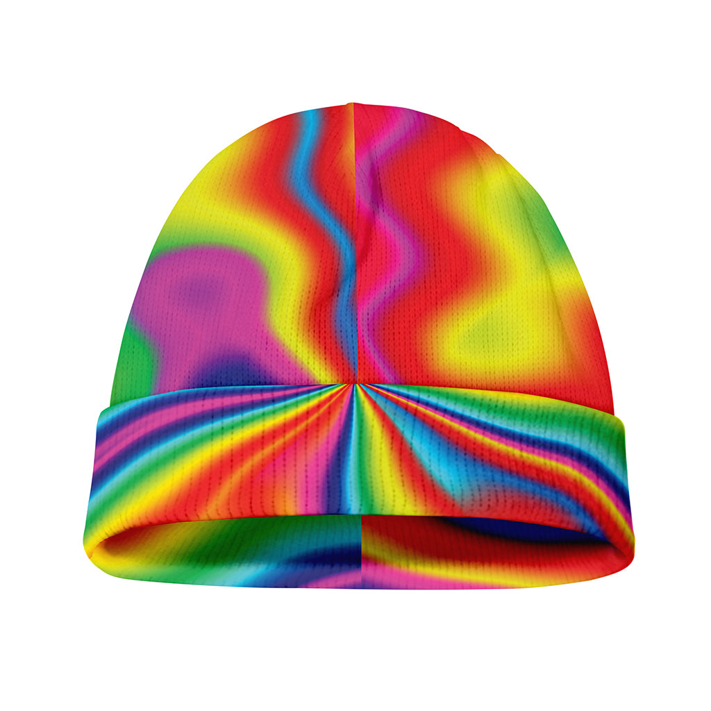 Rainbow Psychedelic Print Beanie