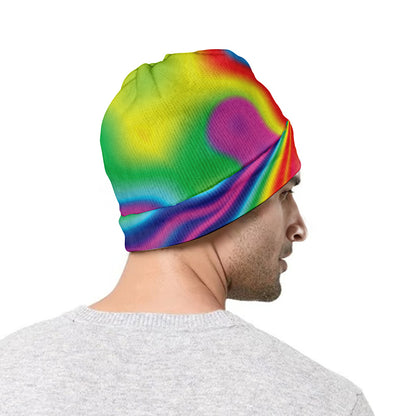 Rainbow Psychedelic Print Beanie