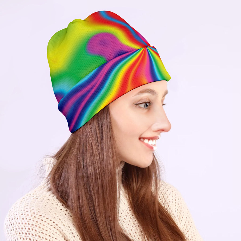 Rainbow Psychedelic Print Beanie