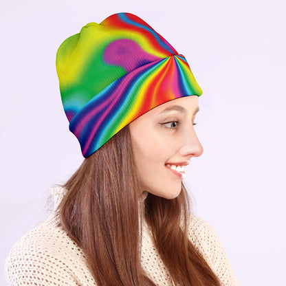 Rainbow Psychedelic Print Beanie