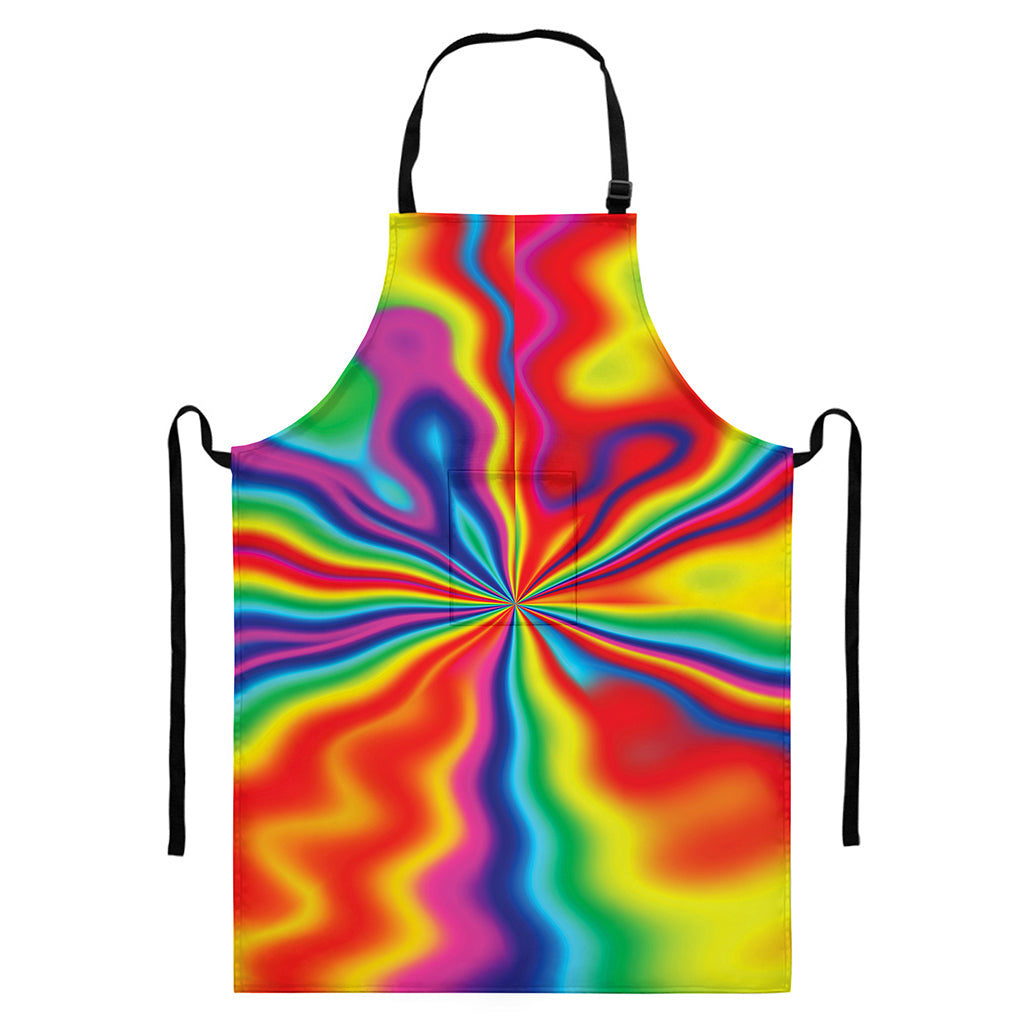 Rainbow Psychedelic Print Bib Apron With Pocket