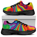Rainbow Psychedelic Print Black Chunky Shoes